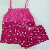 Baby doll Renda com lacinhos Rosa corações