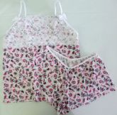 Baby doll Renda com lacinhos Branco Flores